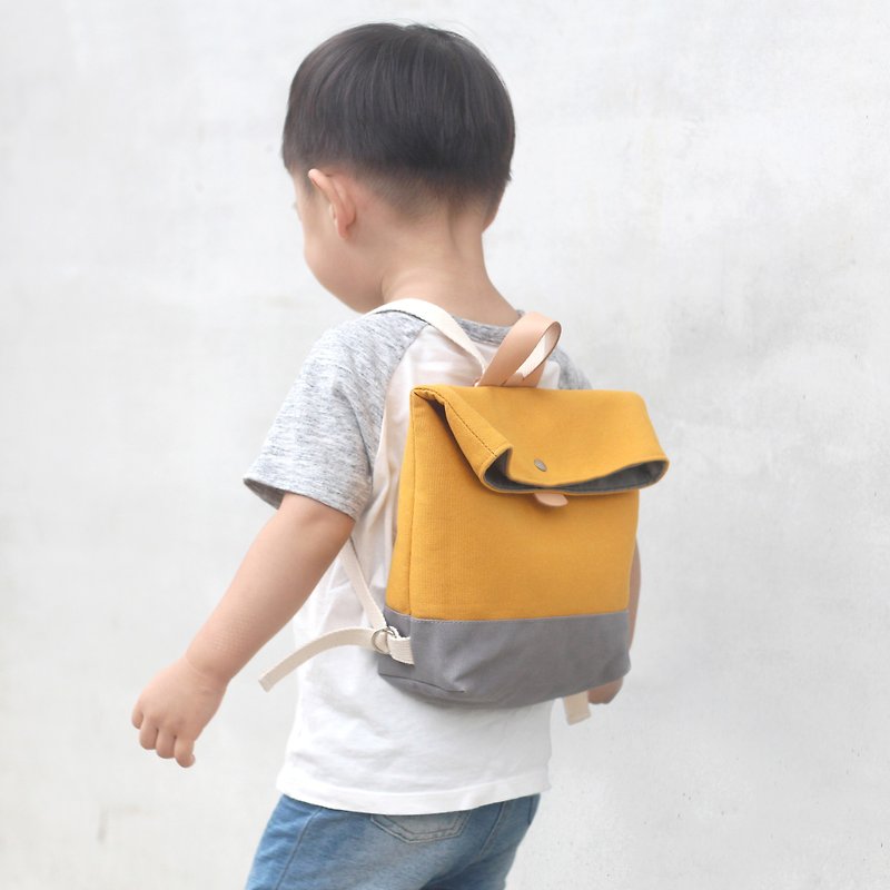 Children's canvas backpack-warm yellow - Backpacks & Bags - Cotton & Hemp Orange