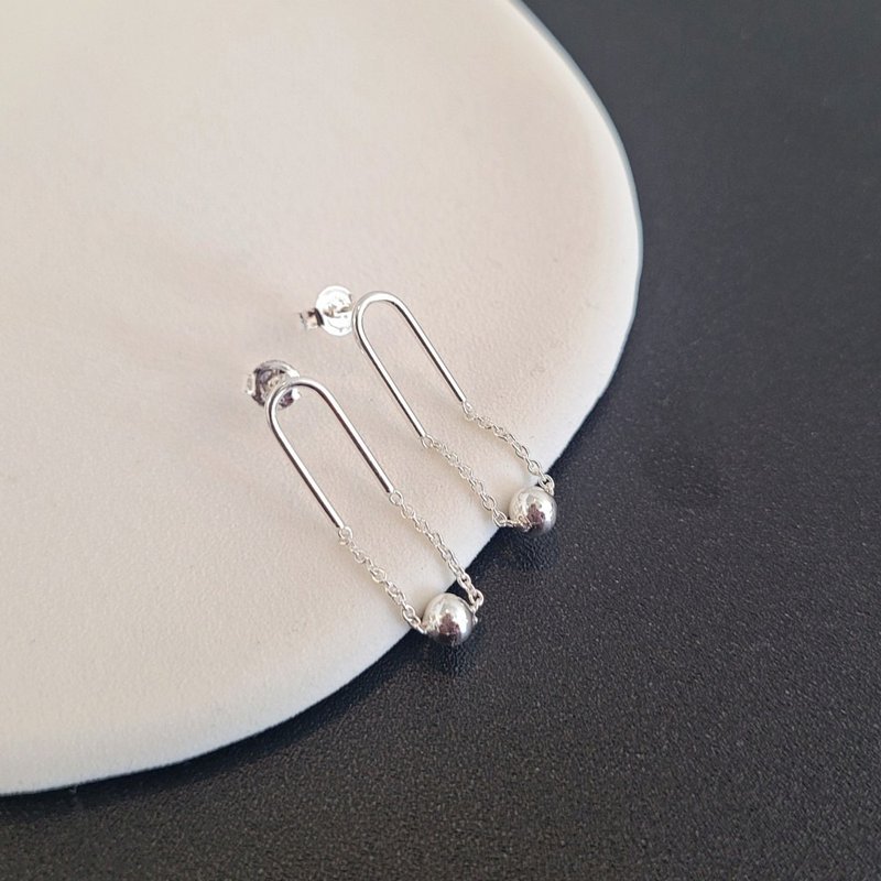 Silver 925 Clip post silver drop earring - ต่างหู - เงิน สีเงิน