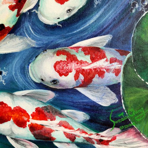 アクリル画　抽象画　鯉 アクリル画抽象画鯉