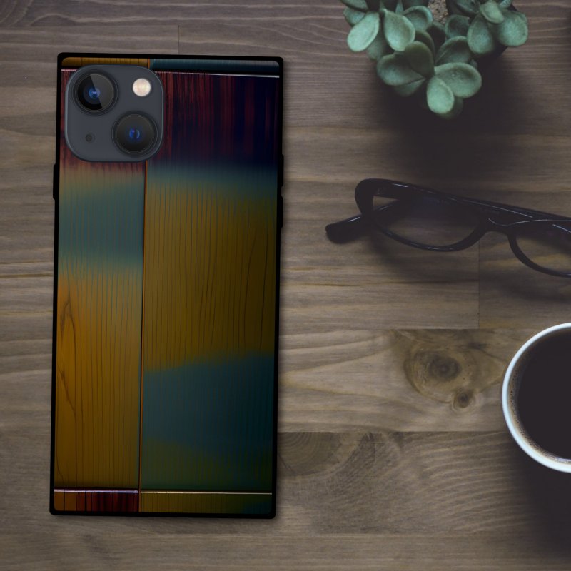 Chic and stylish with a retro feel, this square-shaped smartphone case features a wood grain pattern with a tempered glass finish and is compatible with the iPhone 16. - Phone Cases - Plastic Multicolor