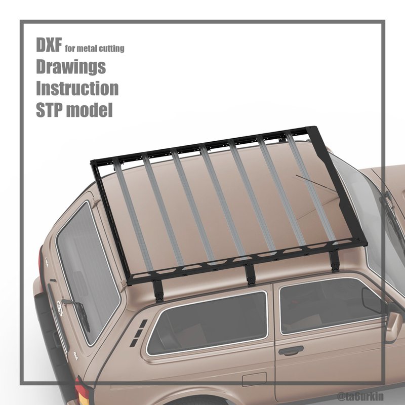 Niva Roof Rack (VAZ 2121) Plans Drawings (DXF, PDF, STP) - 圖文模板設計 - 其他材質 