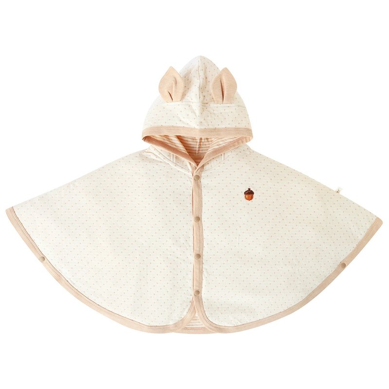 【SISSO有機棉】奶茶小松果二重織四季披風 - 男/女童外套 - 棉．麻 白色