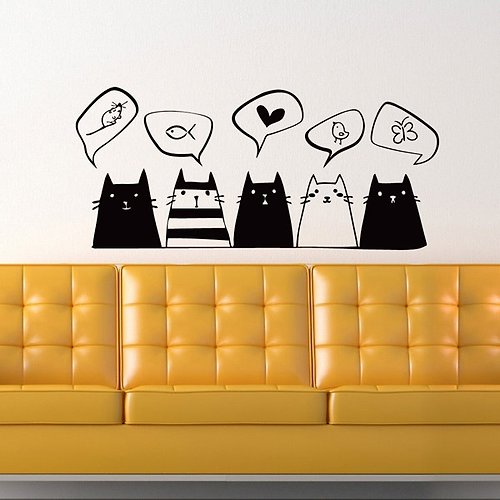 Smart Design 設計 壁貼 Smart Design 創意無痕壁貼◆貓咪悄悄話(8色可選)