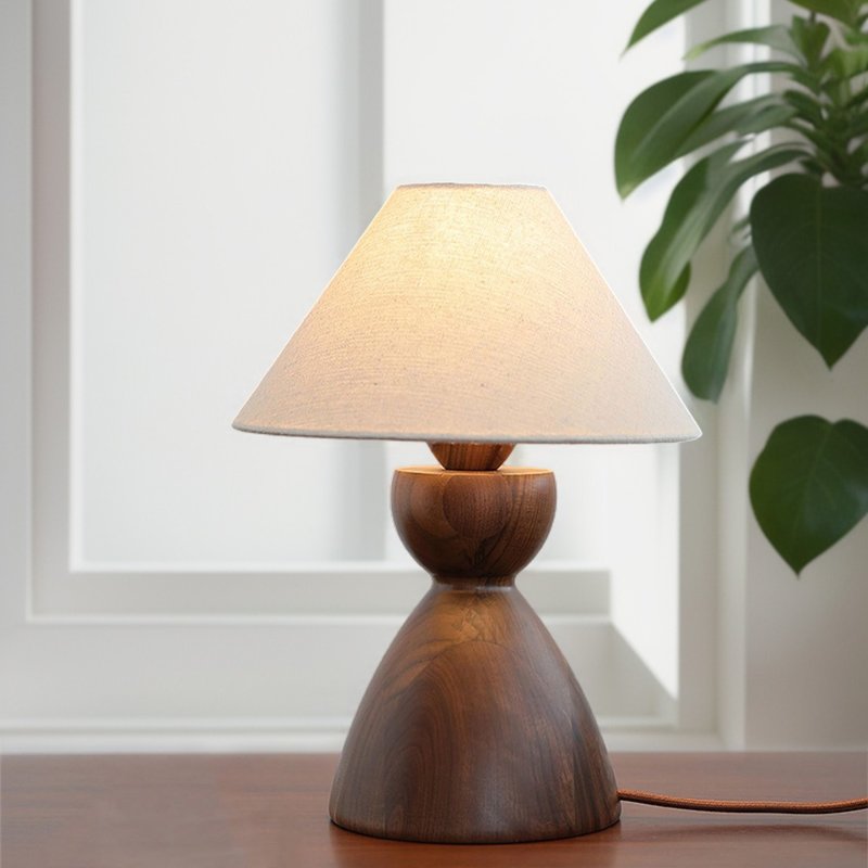 Japanese retro North American black walnut table lamp handmade by wood craftsmen 093LT - โคมไฟ - ไม้ สีนำ้ตาล