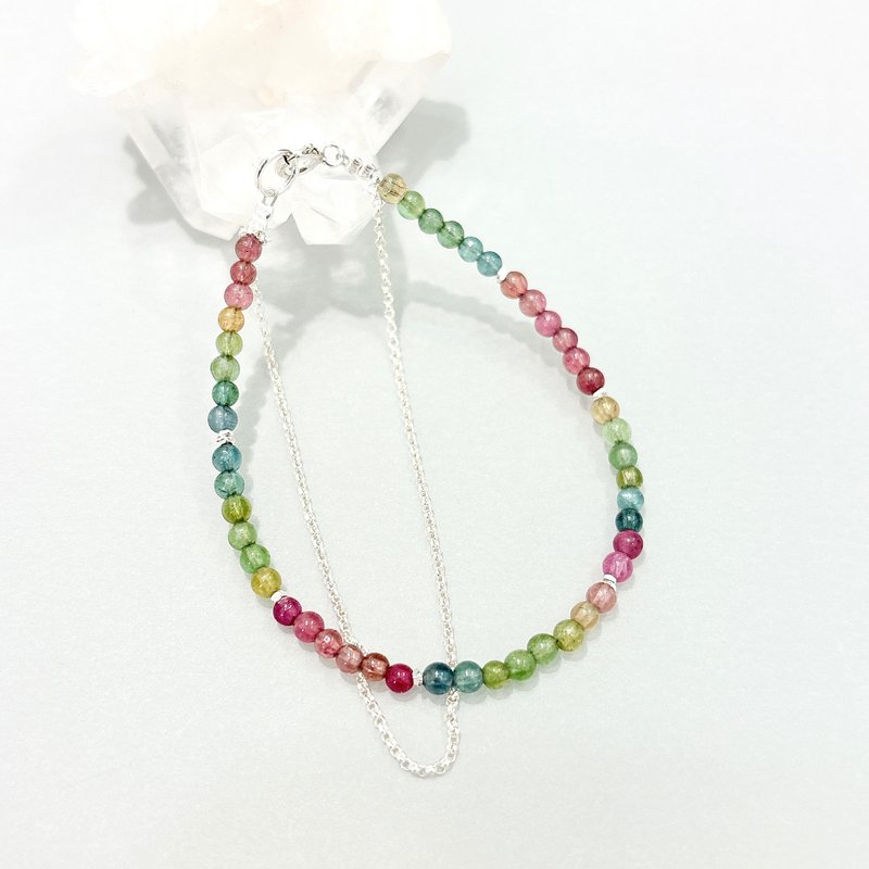 Ops Tourmaline Gemstone Silver-碧璽/純銀/雙鍊/限定/高冰透體 - 手鍊/手環 - 寶石 多色