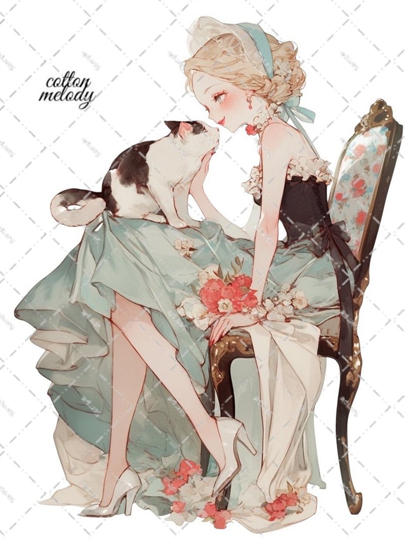 original sticker no.6383 人物ステッカー オリジナルステッカー 人物ステッカー 女の子ステッカー オリジナル人物ステッカー - 貼紙 - 紙 
