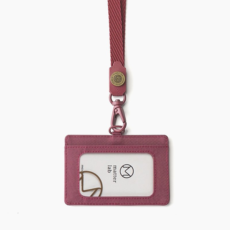 Japanese-made buckle with LUSTRE horizontal document holder on both sides-burgundy - ที่ใส่บัตรคล้องคอ - หนังแท้ สีแดง