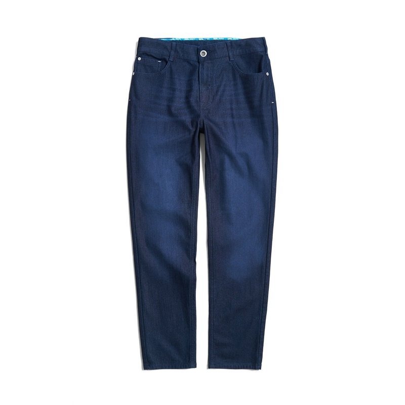 EDWIN JERSEYS mid-waist denim mid-straight pants-men's style (original blue grinding) - กางเกงขายาว - ผ้าฝ้าย/ผ้าลินิน สีน้ำเงิน