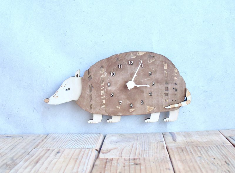 Armadillo clock walking in the night wooden wall clock - Clocks - Wood Brown