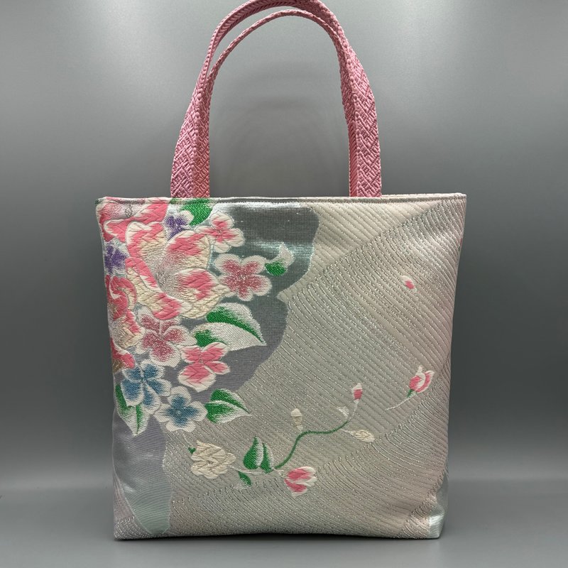 Kimono Obijime Remake Tote bag - Handbags & Totes - Silk Pink