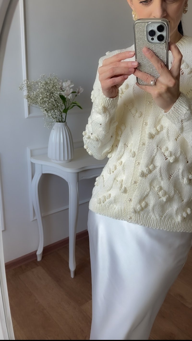 Summer cardigan Hand knit sweater jacket Cream white cardigan in cotton - Women's Sweaters - Cotton & Hemp 