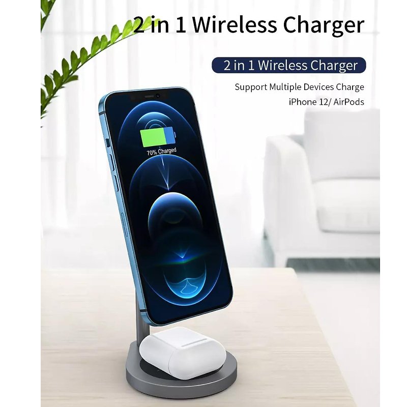WIWU - 無線充電 Power Air 2 in 1 Wireless Charger X25 - 行動電源/充電線 - 其他金屬 白色