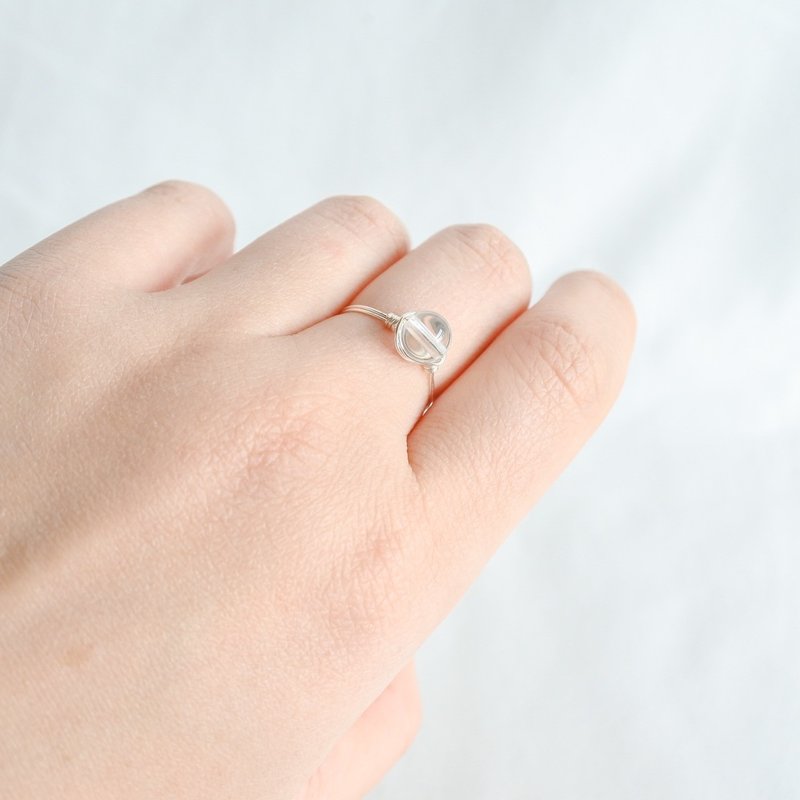 Crystal – Small Grain – Silver Ring – Natural Stone Ring - 戒指 - 其他金屬 透明