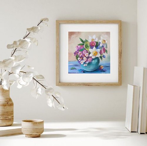 野生の花の絵画 花 オリジナルアート キャンバス 静物画 油絵 ブーケ