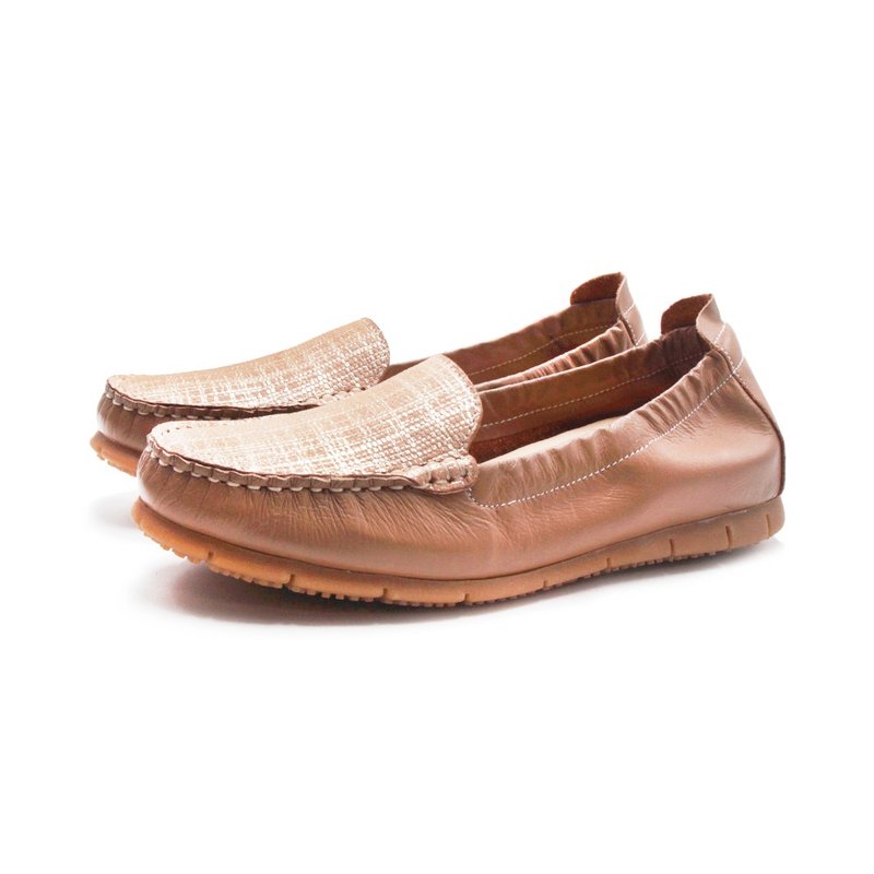 PQ scheming increased stretch loafer casual shoes for women - light brown - รองเท้าอ็อกฟอร์ดผู้หญิง - หนังแท้ 