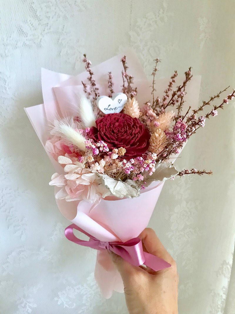 Masako Love ~ Big Sora rose immortality dry bouquet Valentine's Day birthday gift stock - ตกแต่งต้นไม้ - พืช/ดอกไม้ สึชมพู