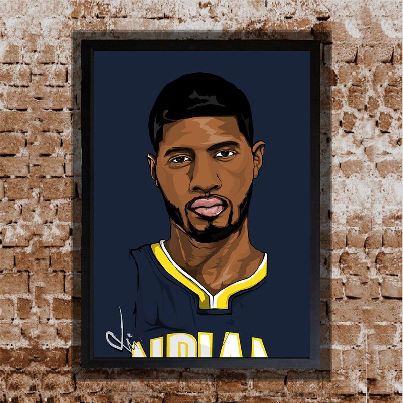 ポールジョージポールNBAスターイラストパズルフォトフレーム額縁ぶら下げ絵画ギフト装飾 - フォトフレーム - その他の素材 ブラック