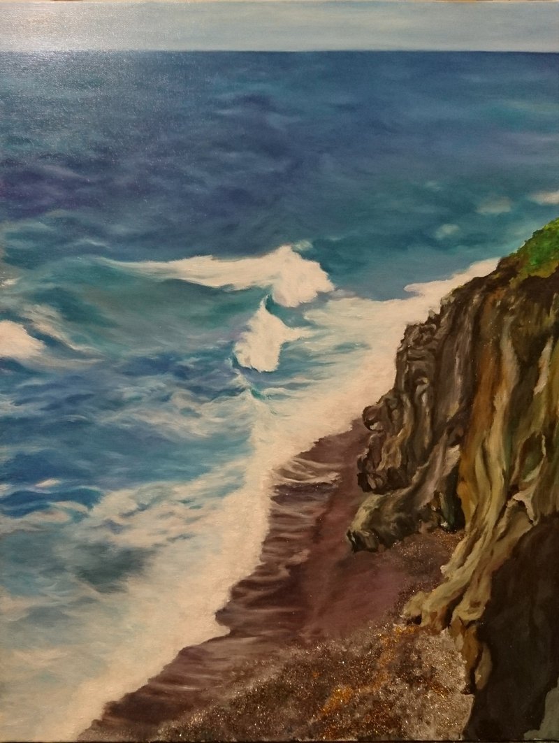 Landscape oil painting by the seaside in Yanliao, Hualien - Posters - Other Materials 