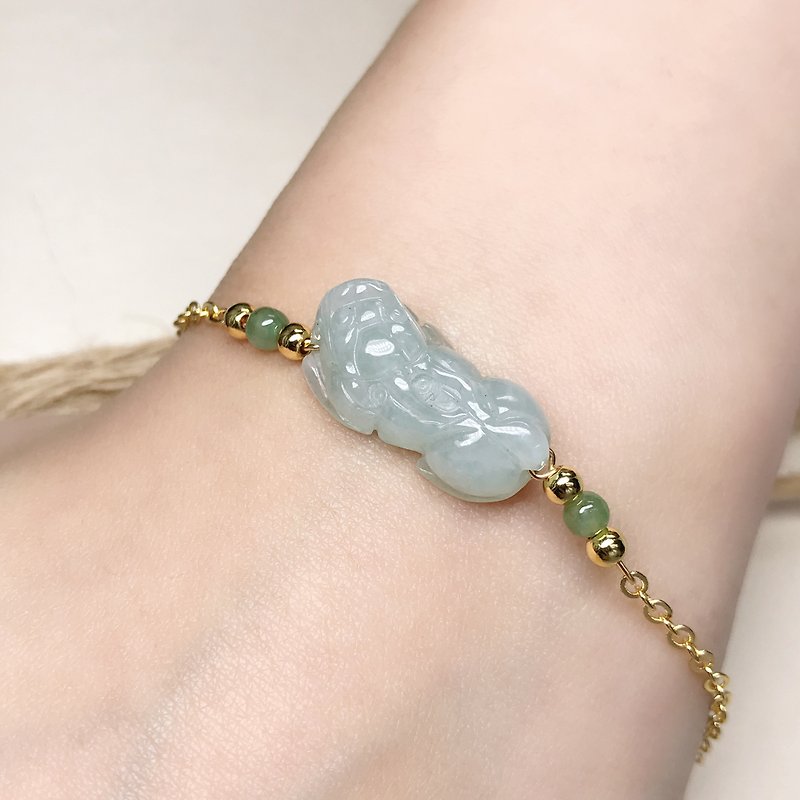 [Lucky Beast] Ice Jade Pixiu Bracelet 14K Gold Pack | Natural Burmese Jade Jade A | Gift - สร้อยข้อมือ - หยก สีใส