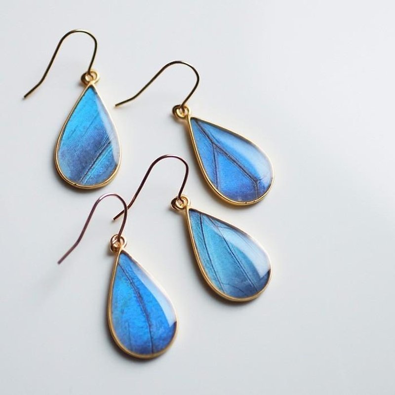 Morpho Butterfly Splash Drop Earrings Pair - Earrings & Clip-ons - Other Metals Blue