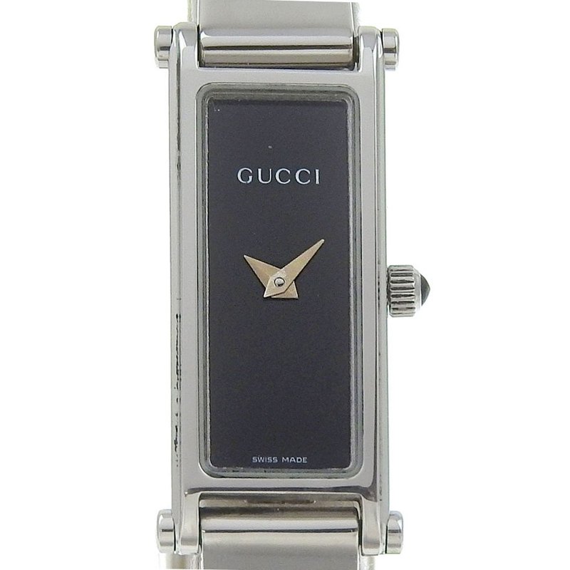 【日本直送】グッチ GUCCI 腕時計 1500L SS クオーツ アナログ表示 黒文字盤 レディース【中古】 - 女錶 - 不鏽鋼 黑色