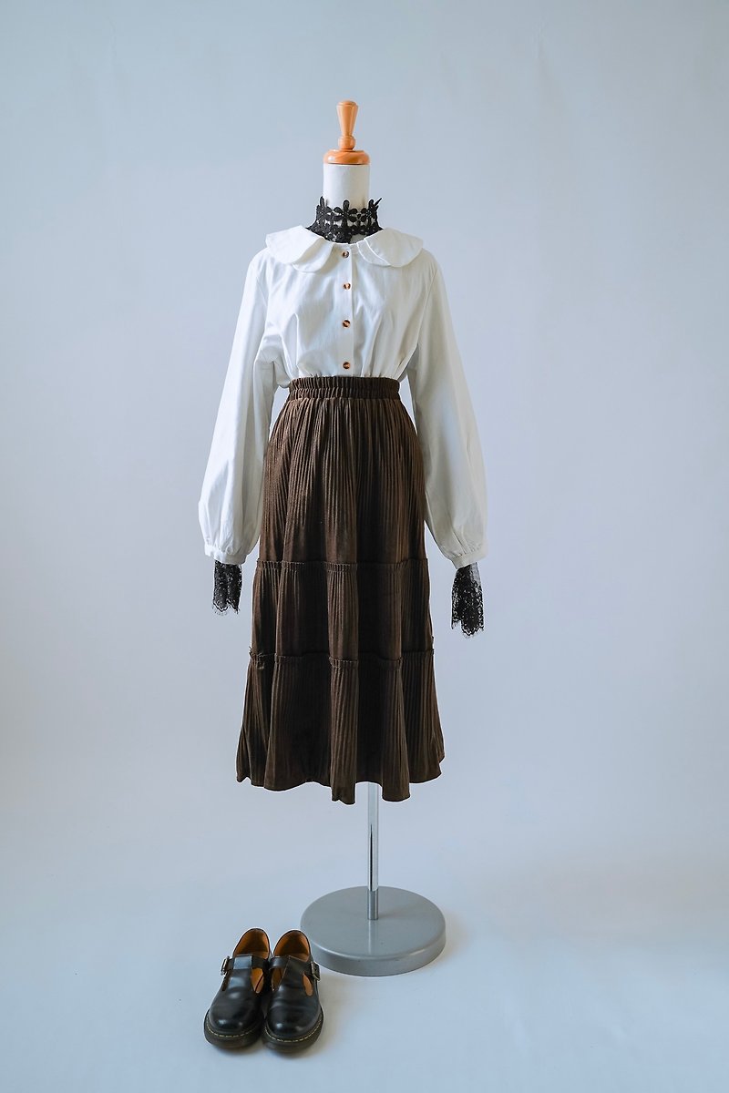 In addition to True Love 90's vintage corduroy skirt - กระโปรง - ผ้าฝ้าย/ผ้าลินิน สีนำ้ตาล