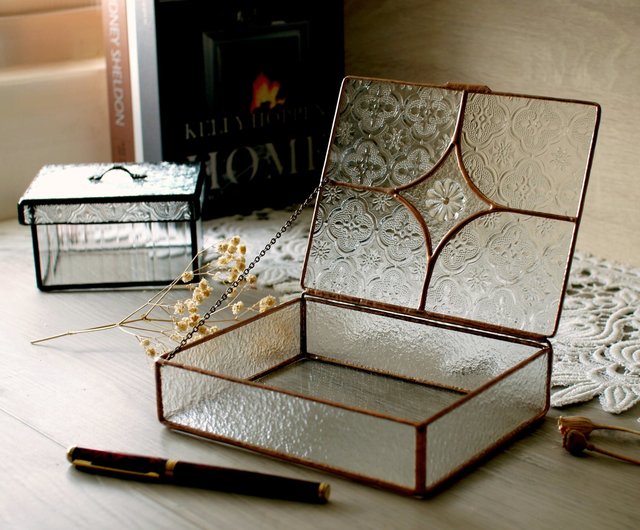 手作りガラスジュエリーボックス（大）/ジュエリー収納ボックス/無料