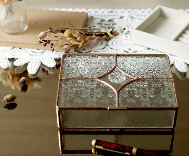 手作りガラスジュエリーボックス（大）/ジュエリー収納ボックス/無料