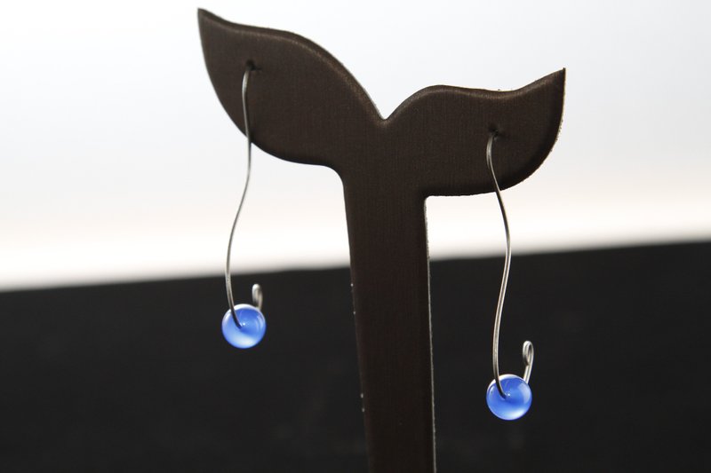 【太空系列】~超仙氣~  (高成本衝評價款) 抗過敏 純鈦藍瑪瑙耳環 - 耳環/耳夾/耳骨夾 - 寶石 藍色