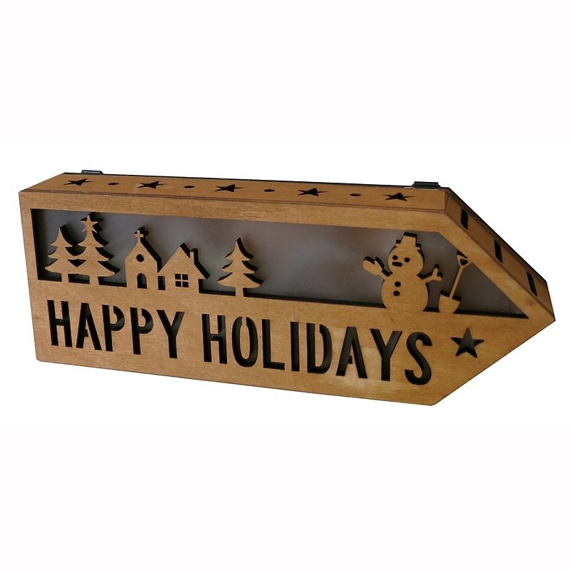 [日本] Decole幸せなクリスマス限定版★木製矢印の形LEDライトボックス - 照明・ランプ - 木製 ブラウン
