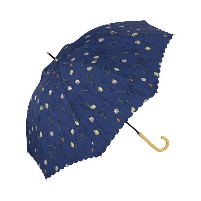 WPC‧日本復古鬱金香系列長雨傘 - 藍 - 雨傘/雨衣 - 防水材質 藍色