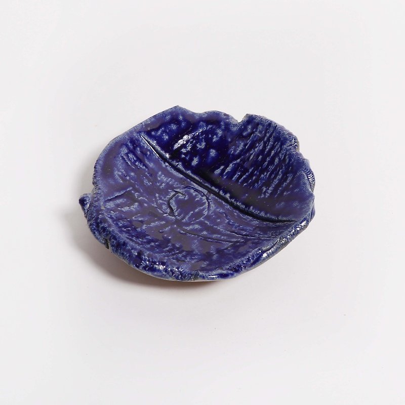 Mingya Kiln l Grey and Blue Flowing Glazed Dish - Small Plates & Saucers - Pottery Blue