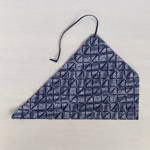 kawamura-sewing 【1点もの】浴衣地の箸袋・カトラリーホルダー -ひし形模様 細かい紺ラインと太いグレーライン