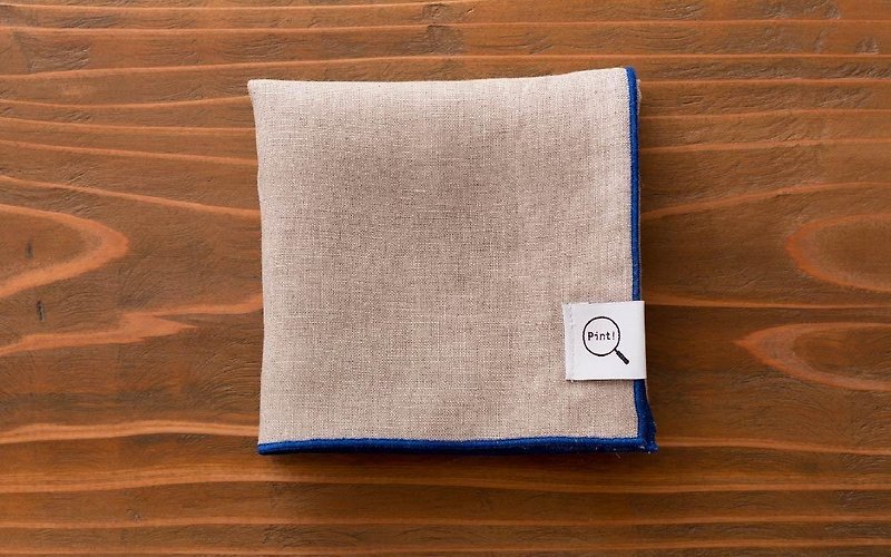 Organic linen handkerchief (creation area × blue) - อื่นๆ - ผ้าฝ้าย/ผ้าลินิน สีกากี
