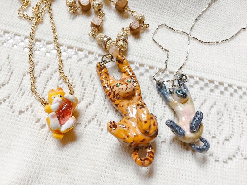 Cat Necklace | Custom-made - Long Necklaces - Clay Multicolor