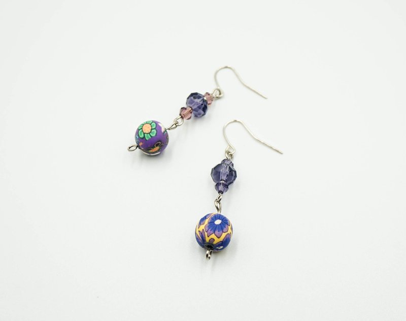 Handmade Earrings - ต่างหู - ดินเผา สีม่วง