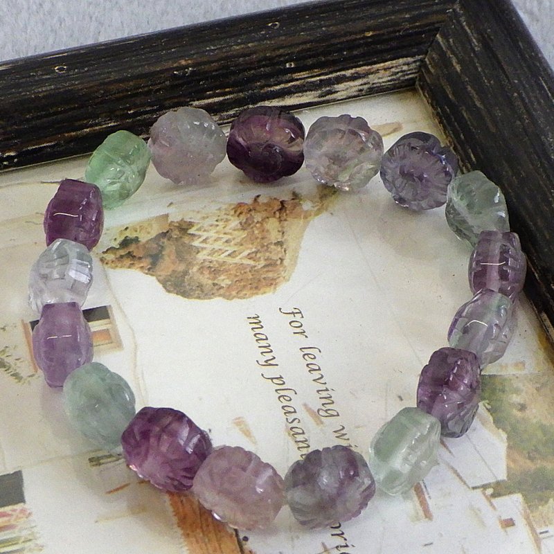 Fluorite Flower Cut Bracelet - Bracelets - Semi-Precious Stones Multicolor