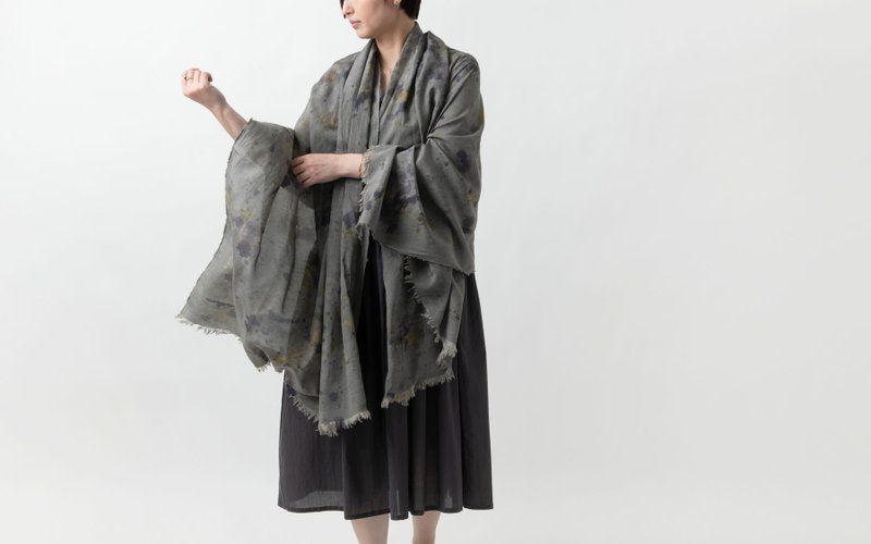 enrica cottonsilk scarf botanicalmix / botanical dye - 絲巾 - 棉．麻 灰色