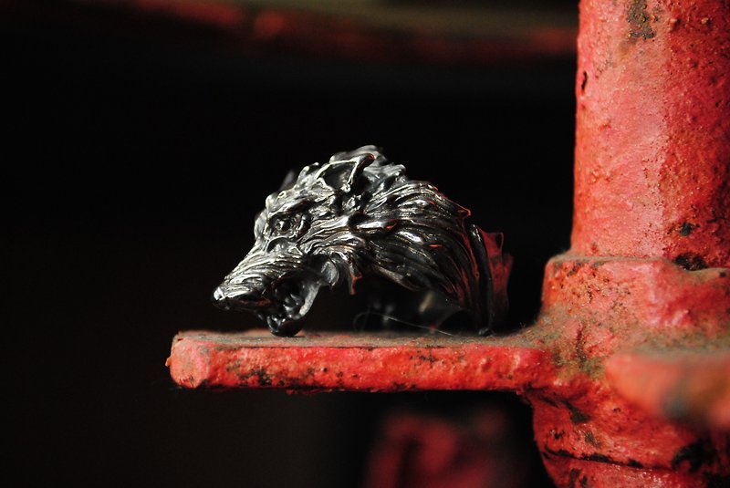 Alarein/Handmade Silver Jewelry/Western Series/Ring/Crazy Wolf - General Rings - Other Metals Silver