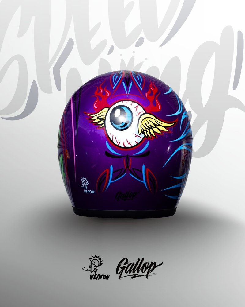 日本 虹彩屋 × Gallop- SPEED KING レトロヘルメット パープル - ヘルメット - その他の素材 