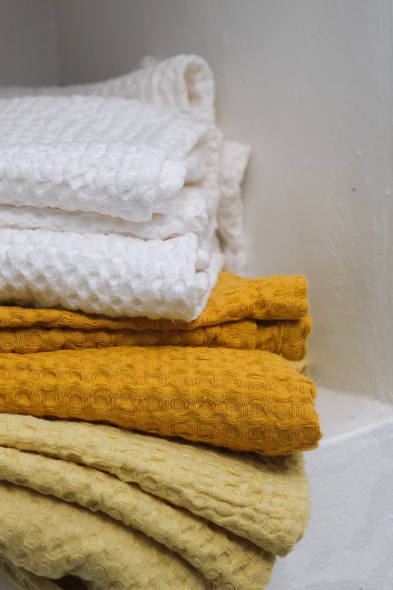 16 colors waffle linen bath towels / Linen bath towel set  / Organic flax - 毛巾/浴巾 - 亞麻 多色
