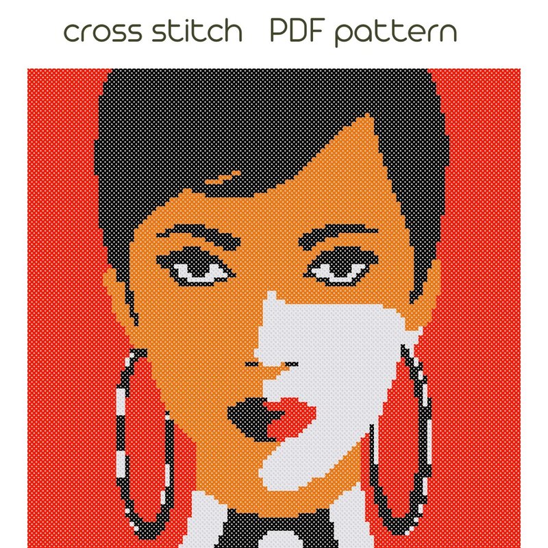 十字繡圖案 Abstraction cross stitch Lady cross stitch Modern cross stitch /8 - DIY Tutorials ＆ Reference Materials - Other Materials 