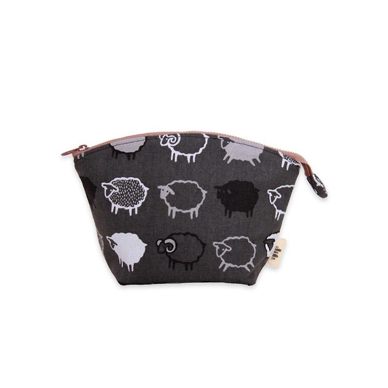 【Shell Cosmetic Bag】 Swiss black sheep (large) - Toiletry Bags & Pouches - Cotton & Hemp Gray