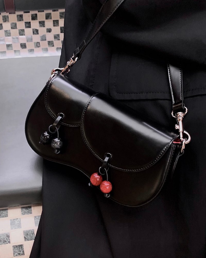 persimmoon niche original design sense black crossbody bag female wild ins bag u - Messenger Bags & Sling Bags - Faux Leather Black