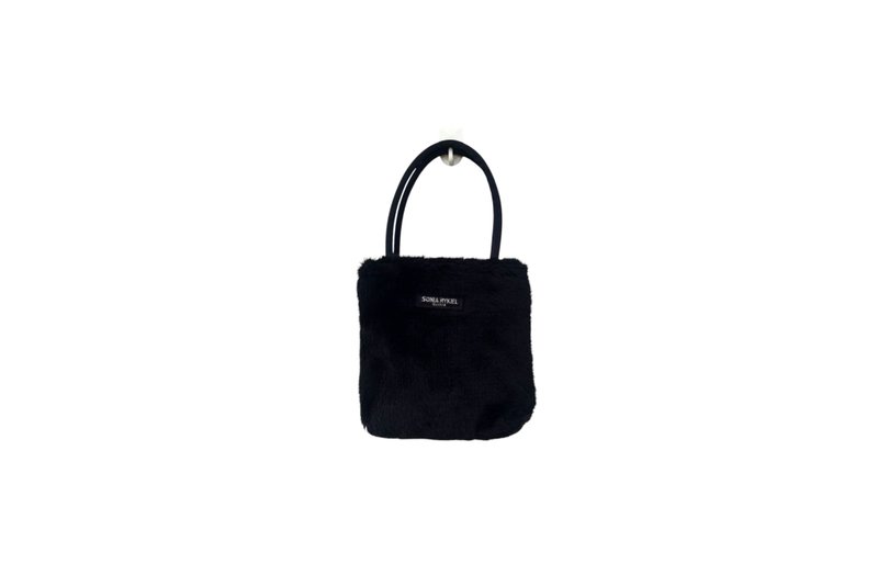 90s SONIA RYKIEL Bijoux Plain Black Faux Fur Mini Top handle bag - 手提包/手提袋 - 聚酯纖維 黑色