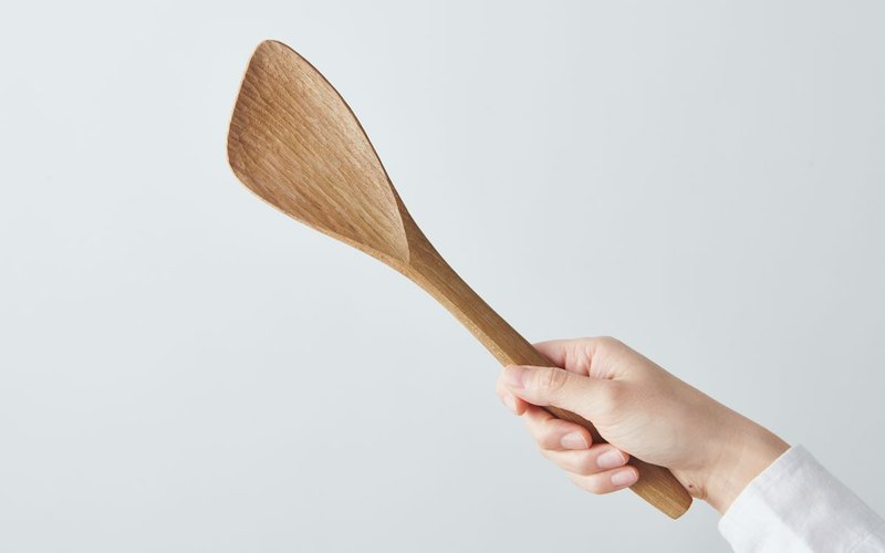 Wooden scooping spatula, teak, unpainted - Cookware - Wood Brown