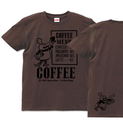 Design For Everyday ビーンズマンのCOFFEE SHOP XS〜XL Tシャツ 【受注生産品】