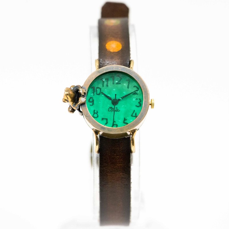 中を覗きたい蛙腕時計Sエメラルドグリーン - 腕時計 - 金属 グリーン