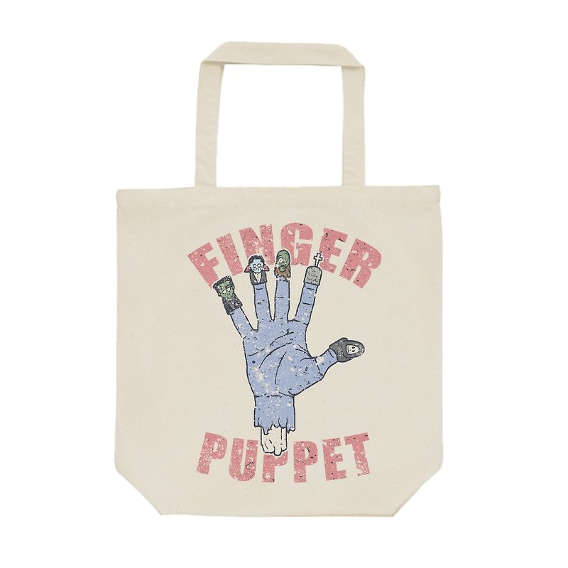 tote bag / finger puppet - Handbags & Totes - Cotton & Hemp Khaki