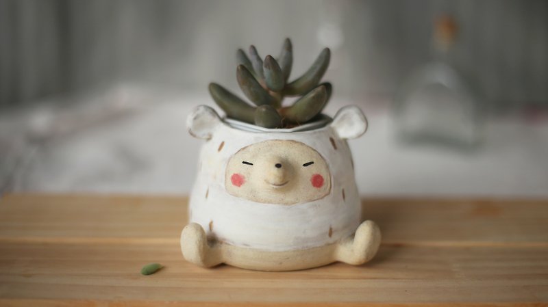 【小熊陶瓷盆栽花瓶】森林動物系列 - 花瓶/陶器 - 陶 